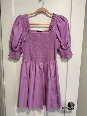 1. State Lilac Smocked Puff-Sleeve Square-Neck Dress